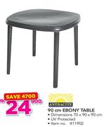 Antracite 90cm Ebony Table 70x90x90cm