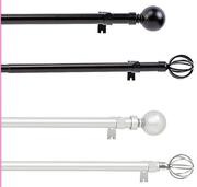 Decorland 1.5M-2.8M Expandable Steel Curtain Rod Black Ball Finial