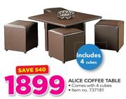 Alice Coffee Table Includes 4 Cubes