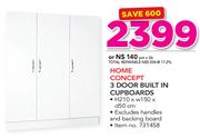 Home Concept 3 Door Built In Cupboards h210 x W150 x D50cm