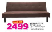 Metro Sleeper Couch Choc H77 x W179 x D90cm