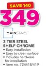 Mainstays 3 Tier Steel Shelf Chrome Includes Hardware For Installation