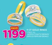 9ct Gold Rings-Each