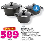 Mainstays 6 Piece Cast Iron Pot Set-Per Set