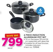 6 Piece Induction Aluminium Pot Set-Per Set