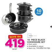 Mainstays 10 Piece Black Cookware Set-Per Set