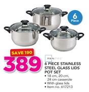 Mainstays 6 Piece Stainless Steel Glass Lids Pot Set