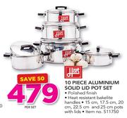 Hart 10 Piece Aluminium Solid Lid Pot Set-Per Set