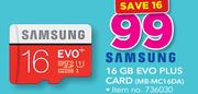 Samsung 16 GB Evo Plus Card MB-MC16DA