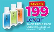 Lexar 16 GB Triple Pack USB MEMLXJDV20163