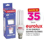 Eurolux 15W Energy Saving Globes-Each