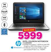HP 14" Intel Celeron Notebook 14-AM005NI