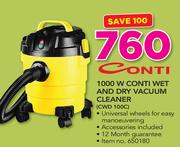 Conti 1000W Wet And Dry Vacuum Cleaner Including Accessories CWD100C
