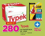 Typek A4 80GSM Paper Box With Free Flip File