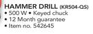 Black & Decker 500W Hammer Drill KR504-QS