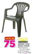 Antracite Ebony Low Back Chair 75x55x55cm