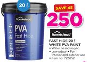 Homestead Fast Hide Peach/Cream Or Sand PVA Paint-20Ltr Each