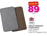 Always Home Single Memory Foam Mats-50 x 80cm-Each