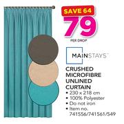 Mainstays Crushed Microfibre Unlined Curtain-Per Drop