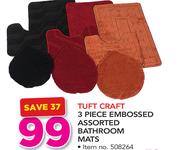 Tuft Craft 3 Piece Embossed Assorted Bathroom Mats