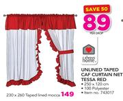 Always Home Unlined Taped Caf Curtain Net Tessa Red-250 x 120cm Per Drop