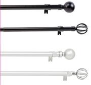 Decorland 1.5M-2.8M Expandable Steel Curtain Rod Silver Globe Finial