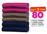 1 Face Towel, 1 Hand & 1 Bath Towel-For All 3
