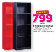 4 Tier Bookcase H161.8 x W80 x D40cm-Each