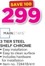 Mainstays 3 Tier Steel Shelf Chrome Includes Hardware For Installation