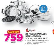 Tissolli 21 Piece Stainless Steel Crown Solid Lids Pot Set-Per Set