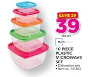 Mainstays 10 Piece Plastic Microwave Set-Per Set