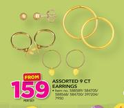Assorted 9ct Earrings-Per Set