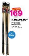 Dunlop 57" 2 Piece Hardwood Cue Slick-Per Set