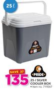 Pride 25Ltr Silver Cooler Box