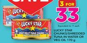 Lucky Star Chunks/Shredded Tuna In Water Or Veg Oil-3x170g