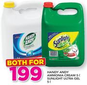 Handy Andy Ammonia Cream 5Ltr Sunlight Ultra Gel 5Ltr