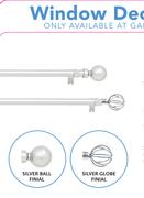 Decorland 1.5m-2.8m Expandable Steel Curtain Rod Silver Ball Finial