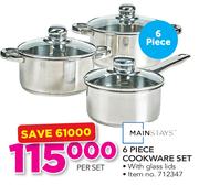 Mainstays 6 Piece Cookware Set With Glass Lids-Per Set