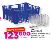 Consol Crate With Hi-Ball Tumbler Set-Per Set