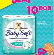 Baby Soft Mini White Toilet Tissue-9's Pack