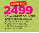 Defy 60cm Undercounter Oven Black DBO 458
