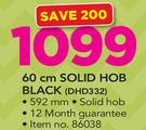 Defy 60cm Solid Hob Black DHD332