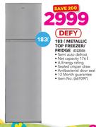 Defy 183Ltr Metallic Top Freezer/Fridge D220D