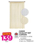 Always Home Sheer Scallop Net Curtain-Each