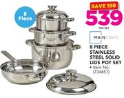 Mainstays 8 Piece Stainless Steel Solid Lids Pot Set-Per Set