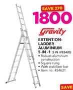 Gravity Extension Ladder Aluminium 5 In 1