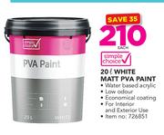 Simple Choice 20Ltr White Matt PVA Paint