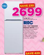 KIC 170Ltr Top Freezer Fridge White 518 1