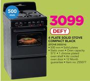 Defy 4 Plate Solid Stove Compact Black