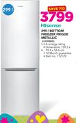 Hisense 299L Bottom Freezer Fridge Metallic 